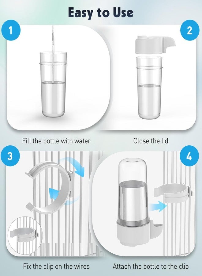 Pawfly 4 Pcs Bird Water Dispenser, Cage Accessories for Parrot & Hamster, Bird Feeder for Cage, White & Blue Waterer for Small Parakeet Cockatiel Budgie Lovebirds - Image 4